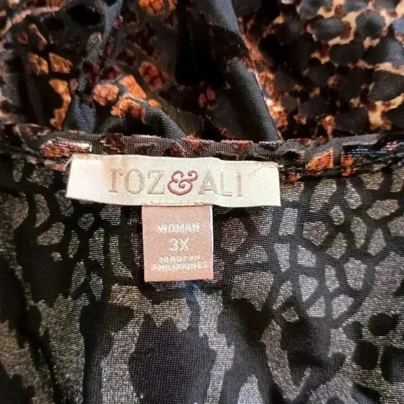 Roz & Ali Burnout Velvet Top Blouse Dark Whimsigoth Popover Roll Tab Size 3X - Picture 7 of 8